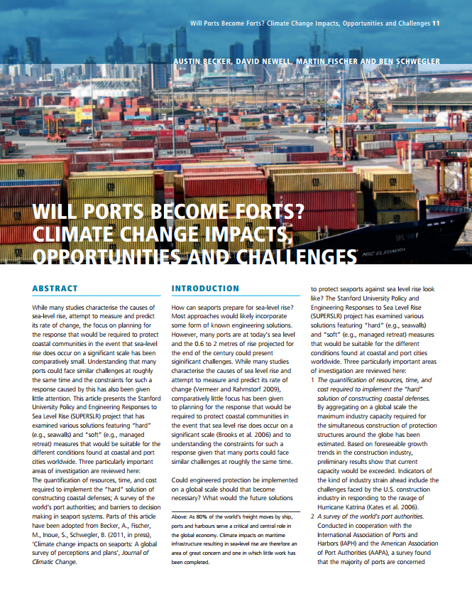 Will Ports Become Forts? Climate Change Impacts, Opportunities and Challenges