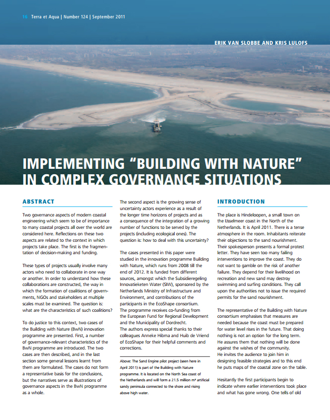 Implementing “Building with Nature” in Complex Governance Situations
