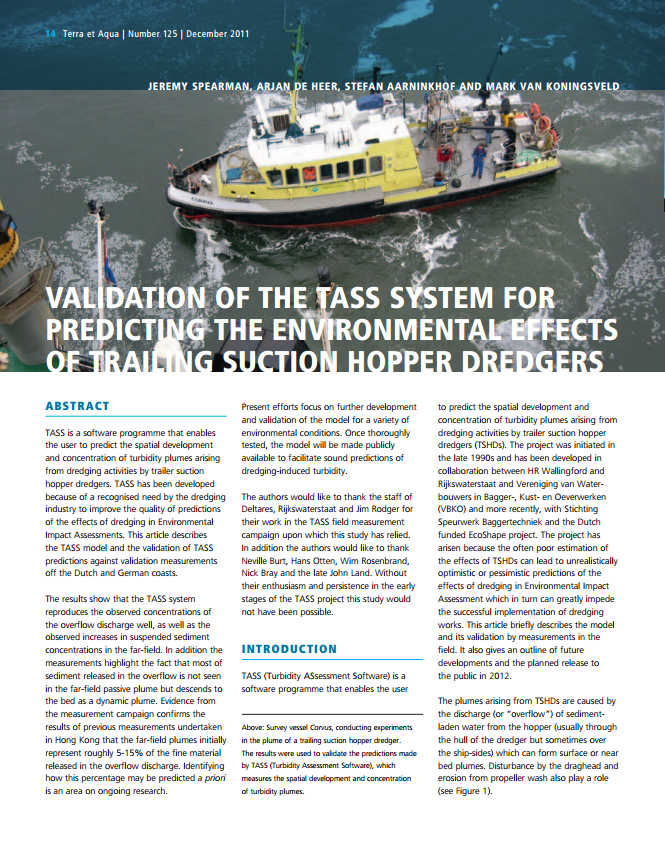 Validation of the Tass System for Predicting the Environmental Effects of Trailing Suction Hopper Dredgers