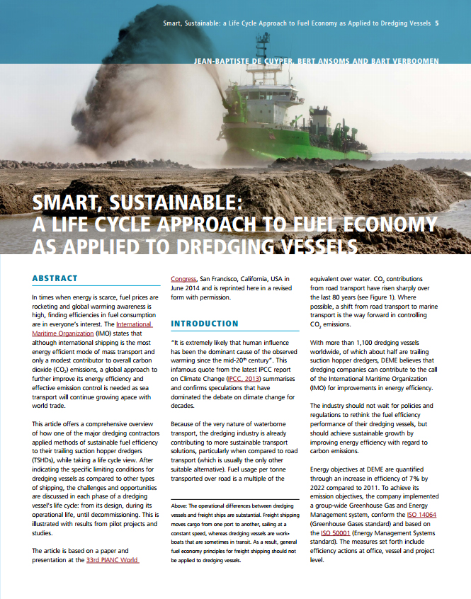 Smart, Sustainable: a Life Cycle Approach to Fuel Economy as Applied to Dredging Vessels