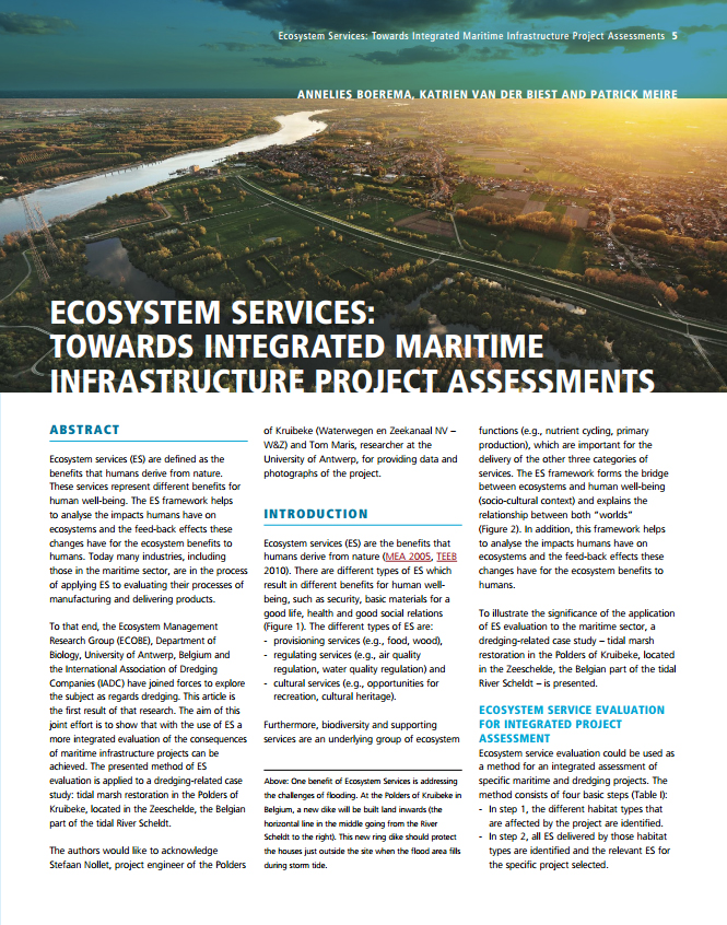 Ecosystem Services: Towards Integrated Maritime Infrastructure Project Assessments