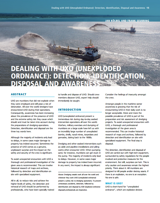 Dealing with UXO (Unexploded Ordnance): Detection, Identification, Disposal and Awareness