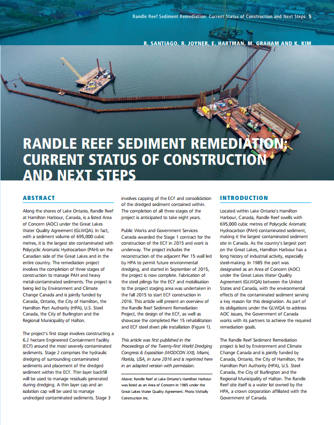 Randle Reef Sediment Remediation: Current Status of Construction and Next Steps