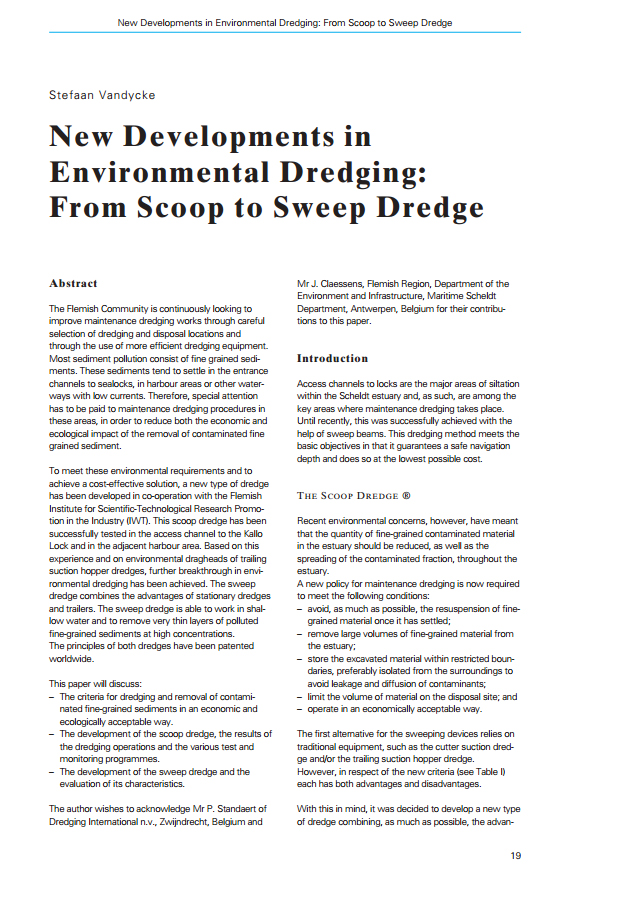 New Developments in Environmental Dredging: From Scoop to Sweep Dredge