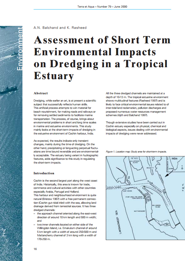 Assessment of Short Term Environmental Impacts on Dredging in a Tropical Estuary