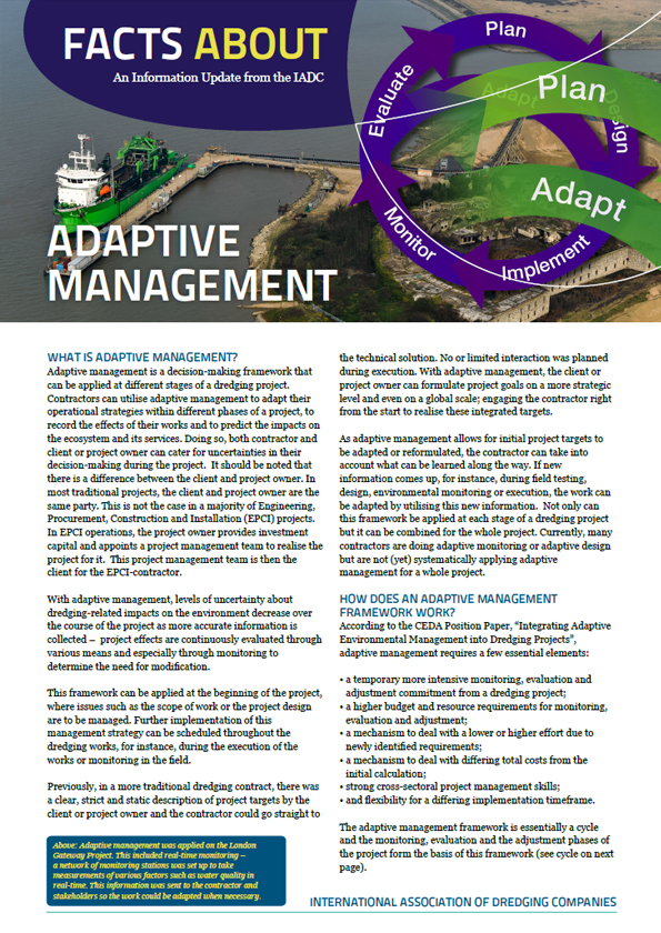 “Facts About Adaptive Management” describes how monitoring at intervals during a project supports decision-making process to modify operations as needed.